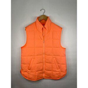 Lou & Grey Signature Soft Neon Orange Quilted Vest Women's Size Medium EUC